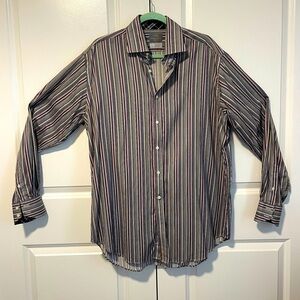 Thomas Dean Blue and Red dress Shirt XL RETRO VIBE unstructured button